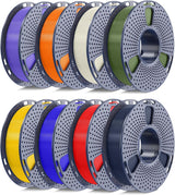 250g PLA Filament 1.75mm Bundle, SUNLU 3D Printer Filament Neatly Wound, Individually Vacuum Packed, 250g Spool, 8 Rolls, White+Red+Orange+Yellow+Green+Blue+Cyan+Purple