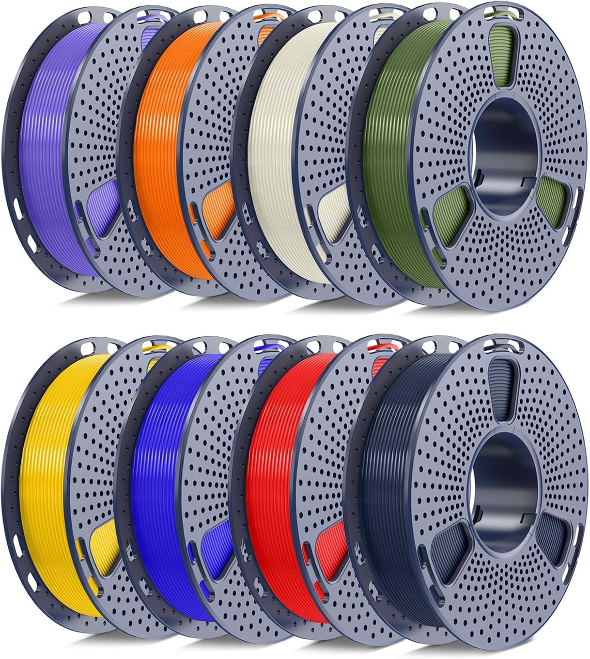 250g PLA Filament 1.75mm Bundle, SUNLU 3D Printer Filament Neatly Wound, Individually Vacuum Packed, 250g Spool, 8 Rolls, White+Red+Orange+Yellow+Green+Blue+Cyan+Purple