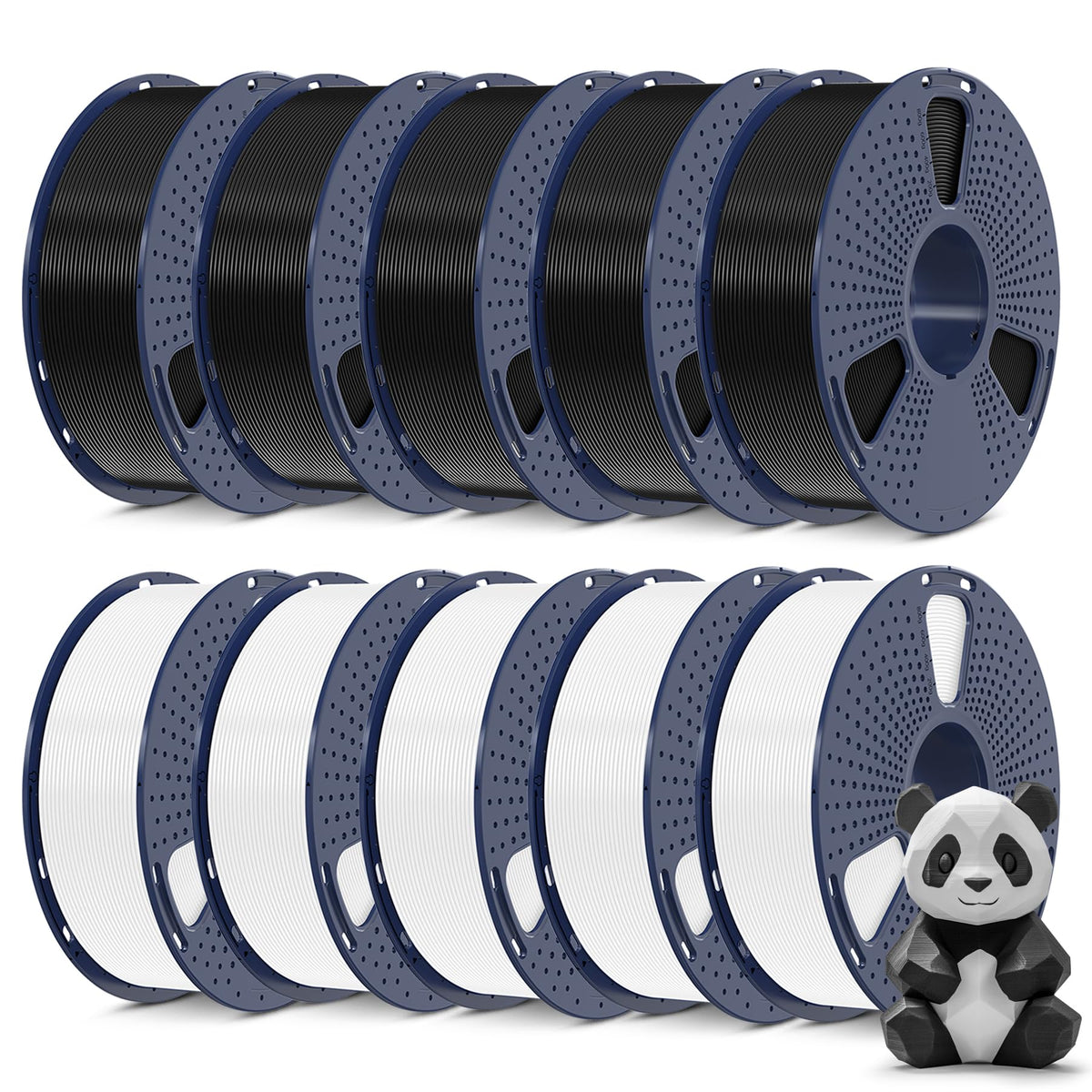SUNLU 3D Printer Filament Bundle, PLA Plus Filament 10KG 1.75mm, Neatly Wound Filament for Most 3D Printer, 10 Colors, 1kg Spool, Black+White+Grey+Green+Blue+Grassgreen+Bluegrey+Pureyellow+Red+Orange