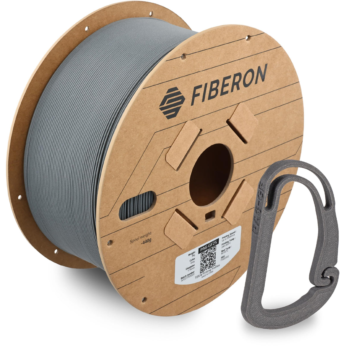 Polymaker Fiberon PA6-CF20 Carbon Fiber Nylon Filament 1.75mm Black 0.5kg, Fiberon PA6-CF20 Nylon Warp Free 1.75mm 3D Printing Filament