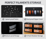 Qozary Filament Storage Box - 4 Pack 3D Printer Filament Storage Containers with Desiccants, Holds Up to 24 Rolls, 3D Printing Accessories Holder Rack for Home, Office Workshop, Studio