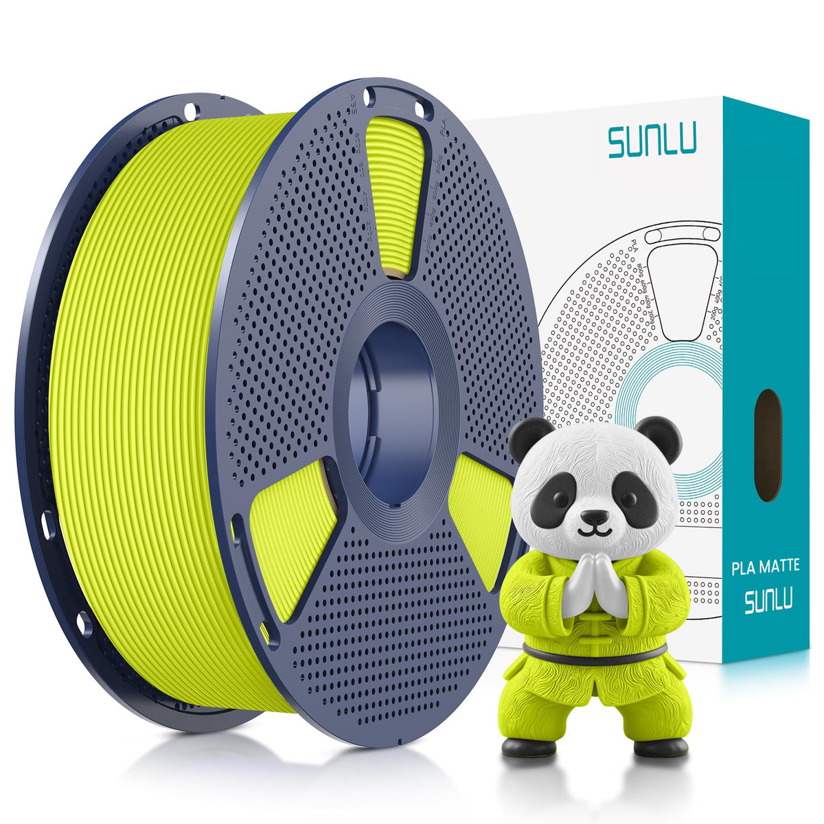 SUNLU 4KG 3D Printer Filament Bundle PLA Matte 1.75mm, Neatly Wound Filament with Matte Finish, Print with 99% FDM 3D Printers, 1kg Spool (2.2lbs), 4 Packs, Black*4
