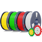 SUNLU PLA+2.0 3D Printer Filament Bundle, 4KG Upgrade PLA+ Filament 1.75mm, Tougher and Stronger, Dimensional Accuracy +/-0.02mm, 1KG per Spool, 4 Packs, 4KG Total, Black+White+Klein Blue+Red