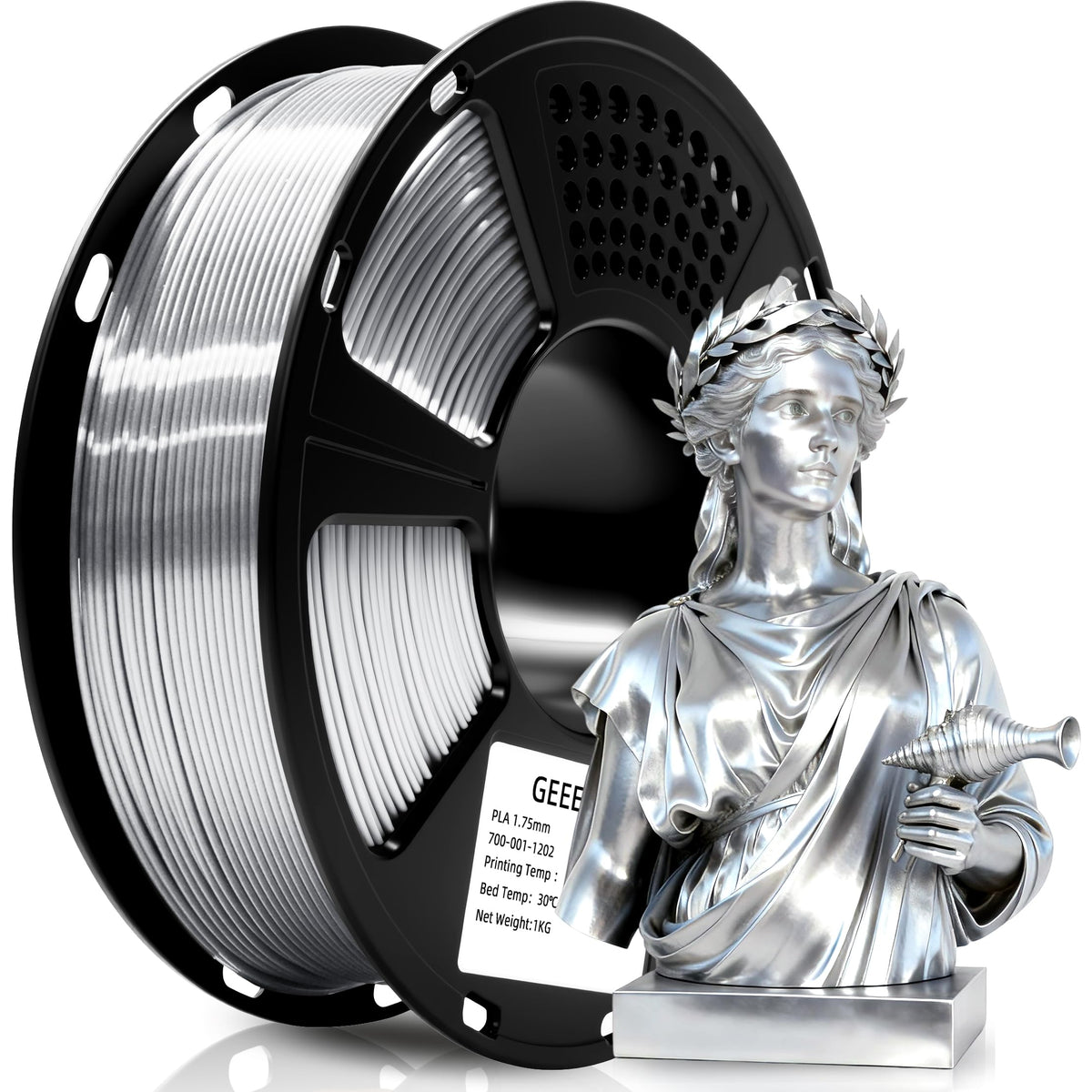 GEEETECH 6KG 3D Printer Filament Bundle - Black PLA Filament 1.75mm ±0.02mm (6 Spools, 1KG Each) - High Precision, Low Warping, 3D Printing Filament Fits Most FDM 3D Printers