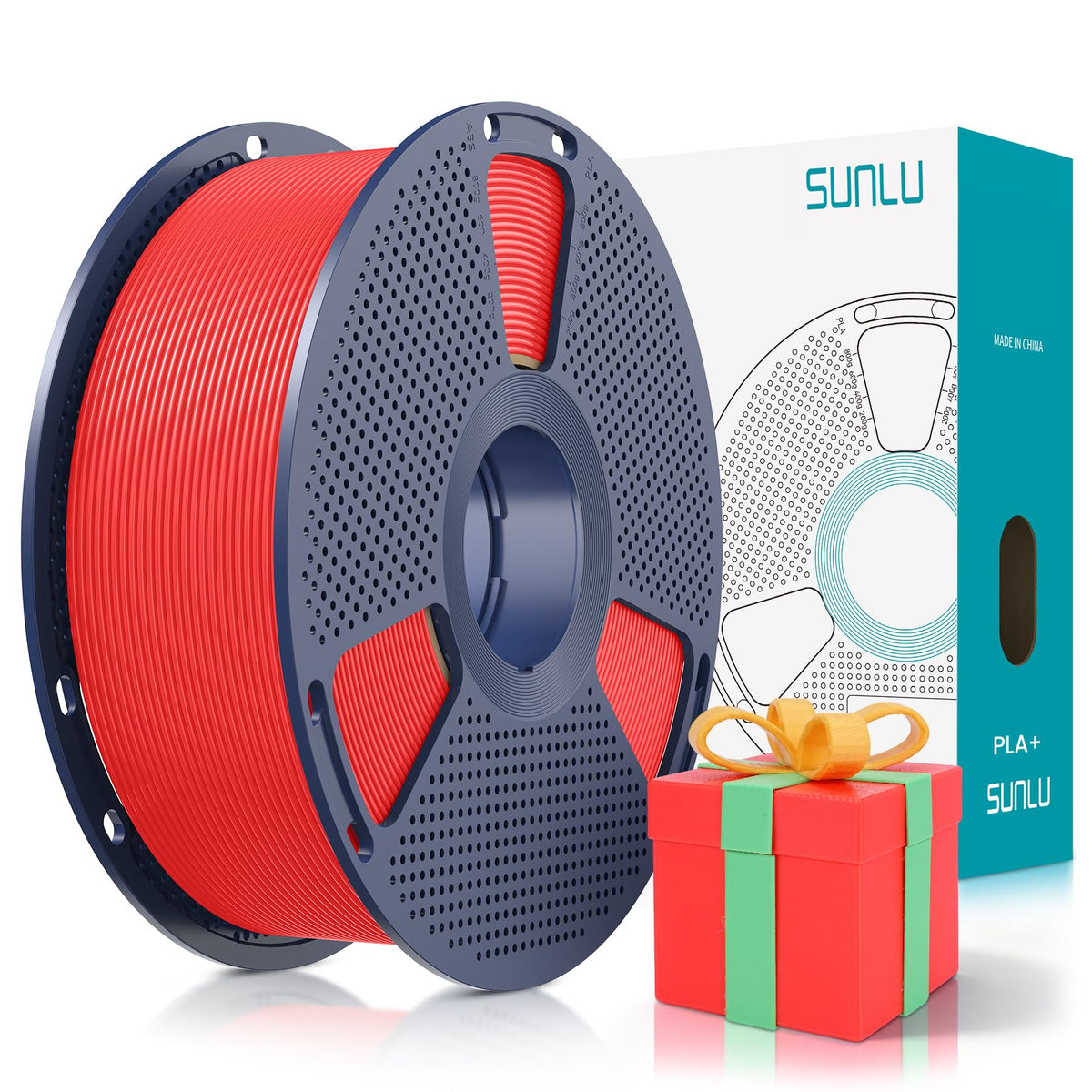 SUNLU 3D Printer Filament Bundle, PLA Plus Filament 10KG 1.75mm, Neatly Wound Filament for Most 3D Printer, 10 Colors, 1kg Spool, Black+White+Grey+Green+Blue+Grassgreen+Bluegrey+Pureyellow+Red+Orange