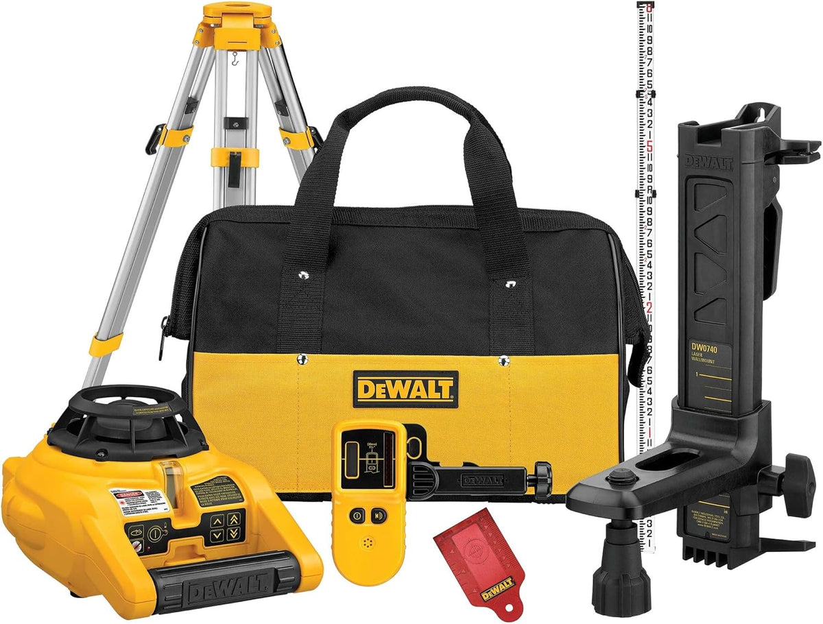 DEWALT Rotary Laser Level Kit, Indoor/Outdoor Survey Laser Transit (DW074KD)