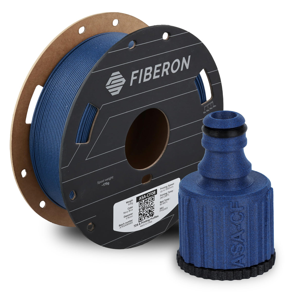 Polymaker Fiberon PA6-CF20 Carbon Fiber Nylon Filament 1.75mm Black 0.5kg, Fiberon PA6-CF20 Nylon Warp Free 1.75mm 3D Printing Filament