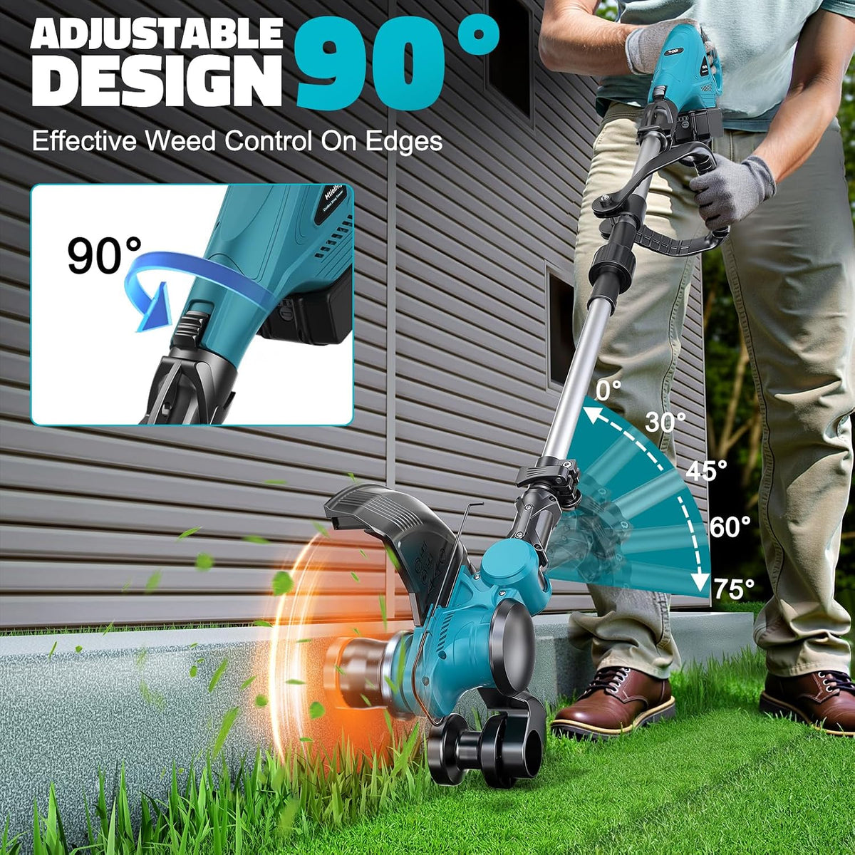 Cordless String Trimmer Compatible with Makita 18V (Tool Only), Weed Eater with Brushless Motor & Battery Level Display, 3 in 1 Electric Weed Wacker/Edger Trimmer/Lawn Mower for Yard Garden, Blue