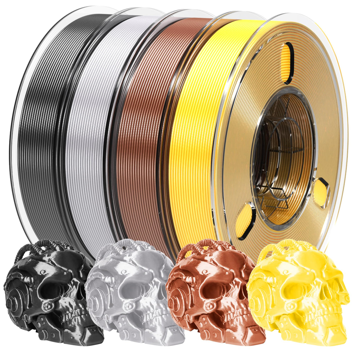 PINBALL Silk Rainbow PLA 3D Printer Filament 1.75mm Shiny Multi-Color Changing Filament 3D Printing PLA Filament Dimensional Accuracy +/- 0.02mm 500g*4 Silk Rainbow