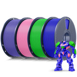 SUNLU 3D Printer Filament Bundle PLA Filament 1.75mm, Individually Vacuum Packed, 0.25kg per Spool, 2kg in Total, 8 Pack, Black+Bone White+Grey+Brown+Red+Blue+Olive Green+Wood