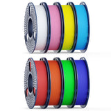 250g PLA Filament 1.75mm Bundle, SUNLU 3D Printer Filament Neatly Wound, Individually Vacuum Packed, 250g Spool, 8 Rolls, White+Red+Orange+Yellow+Green+Blue+Cyan+Purple
