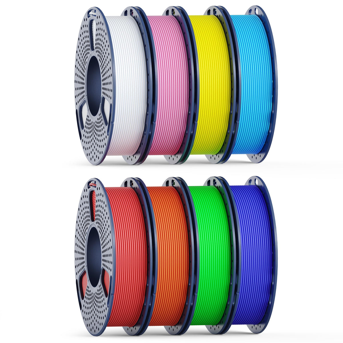 250g PLA Filament 1.75mm Bundle, SUNLU 3D Printer Filament Neatly Wound, Individually Vacuum Packed, 250g Spool, 8 Rolls, White+Red+Orange+Yellow+Green+Blue+Cyan+Purple