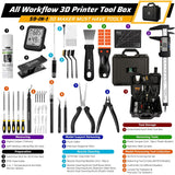 59pcs 3D Printer Tools Kit with Hard Case, 3D Printer Accessories incl Deburring Tool, Digital Caliper, Hygrometer, Nozzle Clog Poke, Pilers, Flush Cutter, for Bambu Lab, Ender 3, FDM/SLA Printers etc