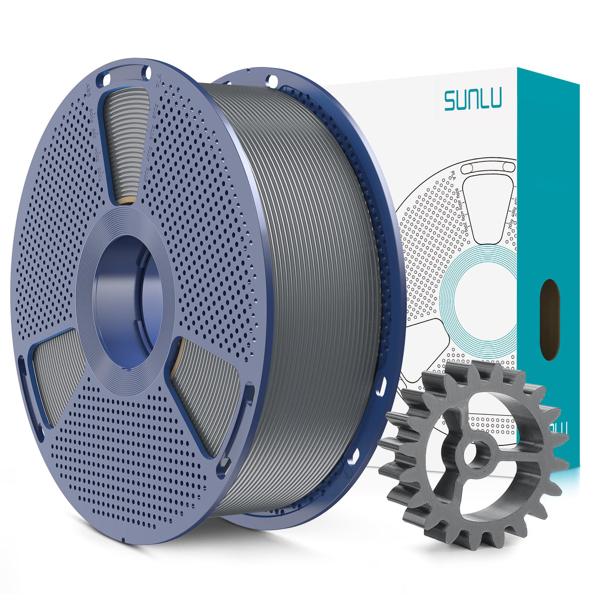 SUNLU PLA+2.0 3D Printer Filament Bundle, 4KG Upgrade PLA+ Filament 1.75mm, Tougher and Stronger, Dimensional Accuracy +/-0.02mm, 1KG per Spool, 4 Packs, 4KG Total, Black+White+Klein Blue+Red