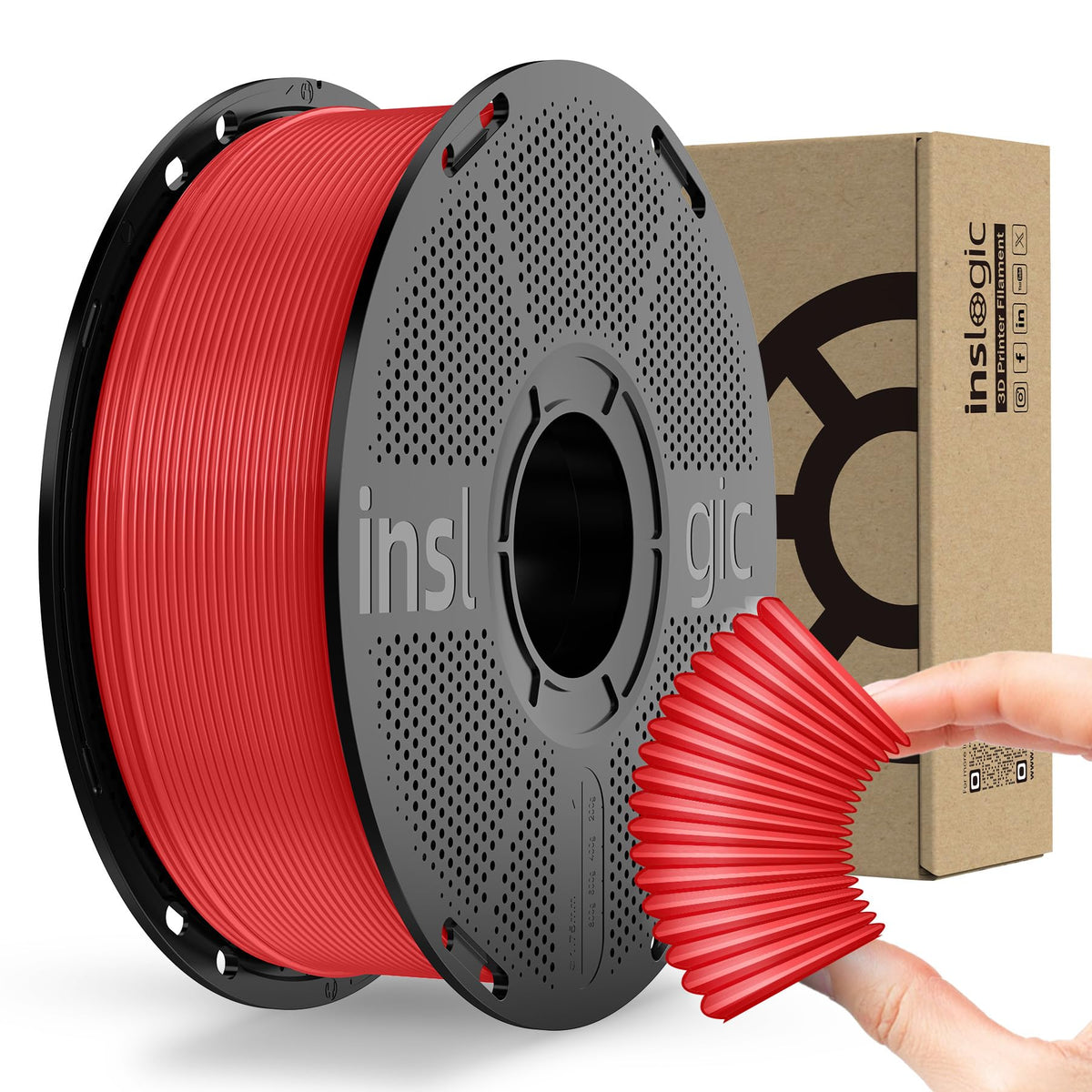 Inslogic PP Filament 1.75mm, Polypropylene 3D Printer Filament ±0.03mm, Semi-Flexible & Ultra Tough, Chemical-Resistant, Food-Contact Safe 3D Printing, 0.8kg Detachable Spool, Natural White