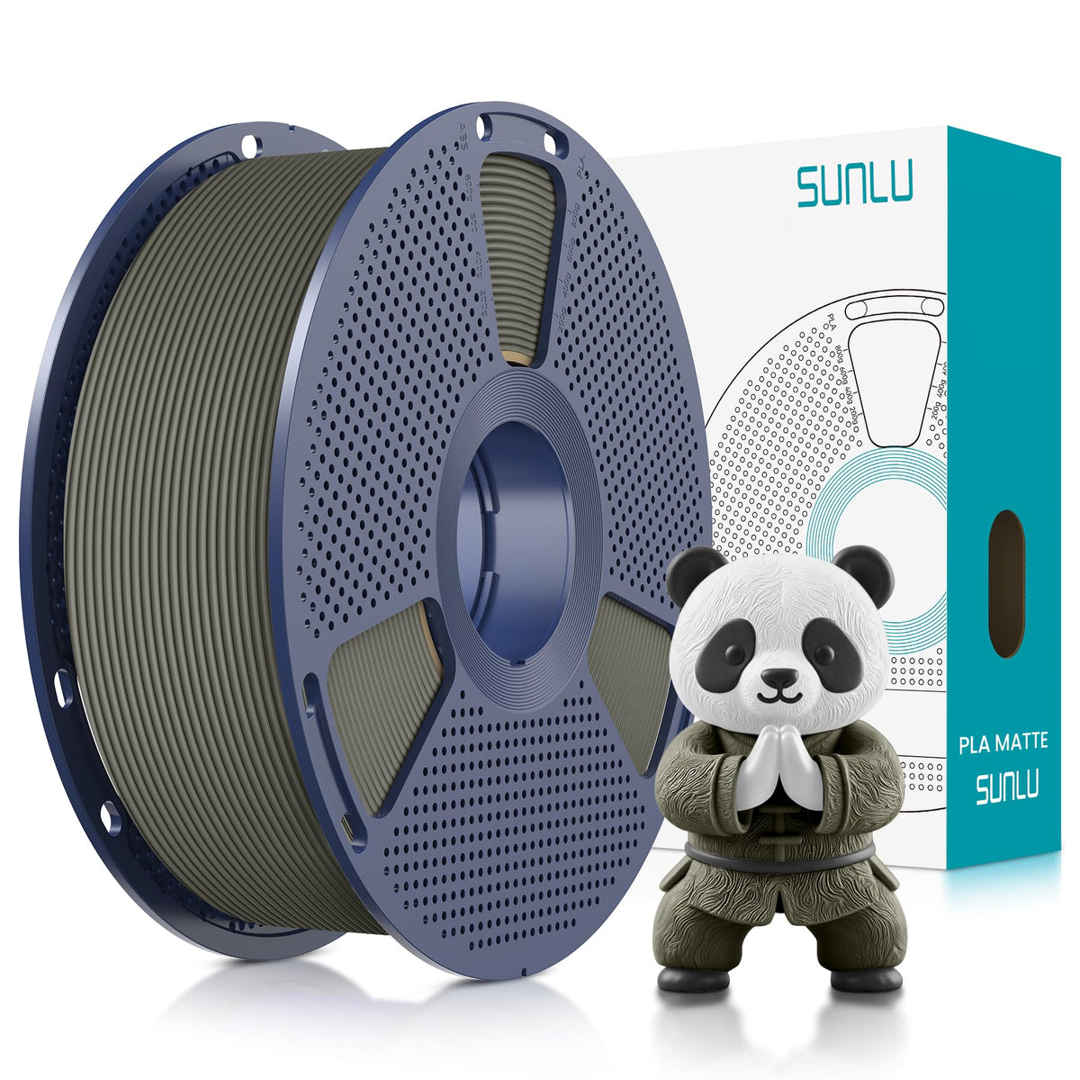 SUNLU 4KG 3D Printer Filament Bundle PLA Matte 1.75mm, Neatly Wound Filament with Matte Finish, Print with 99% FDM 3D Printers, 1kg Spool (2.2lbs), 4 Packs, Black*4