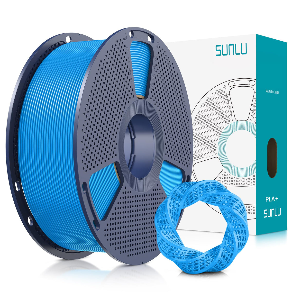 SUNLU 3D Printer Filament Bundle, PLA Plus Filament 10KG 1.75mm, Neatly Wound Filament for Most 3D Printer, 10 Colors, 1kg Spool, Black+White+Grey+Green+Blue+Grassgreen+Bluegrey+Pureyellow+Red+Orange