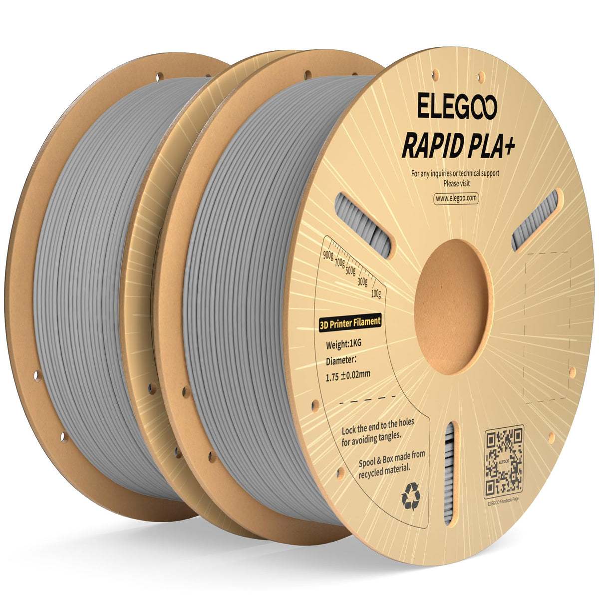 ELEGOO Rapid PLA Plus Filament 1.75mm Black 4KG, PLA+ 3D Printer Filament for 30-600 mm/s High Speed Printing, Dimensional Accuracy +/- 0.02 mm, 4 Pack 1kg Spool(2.2lbs)