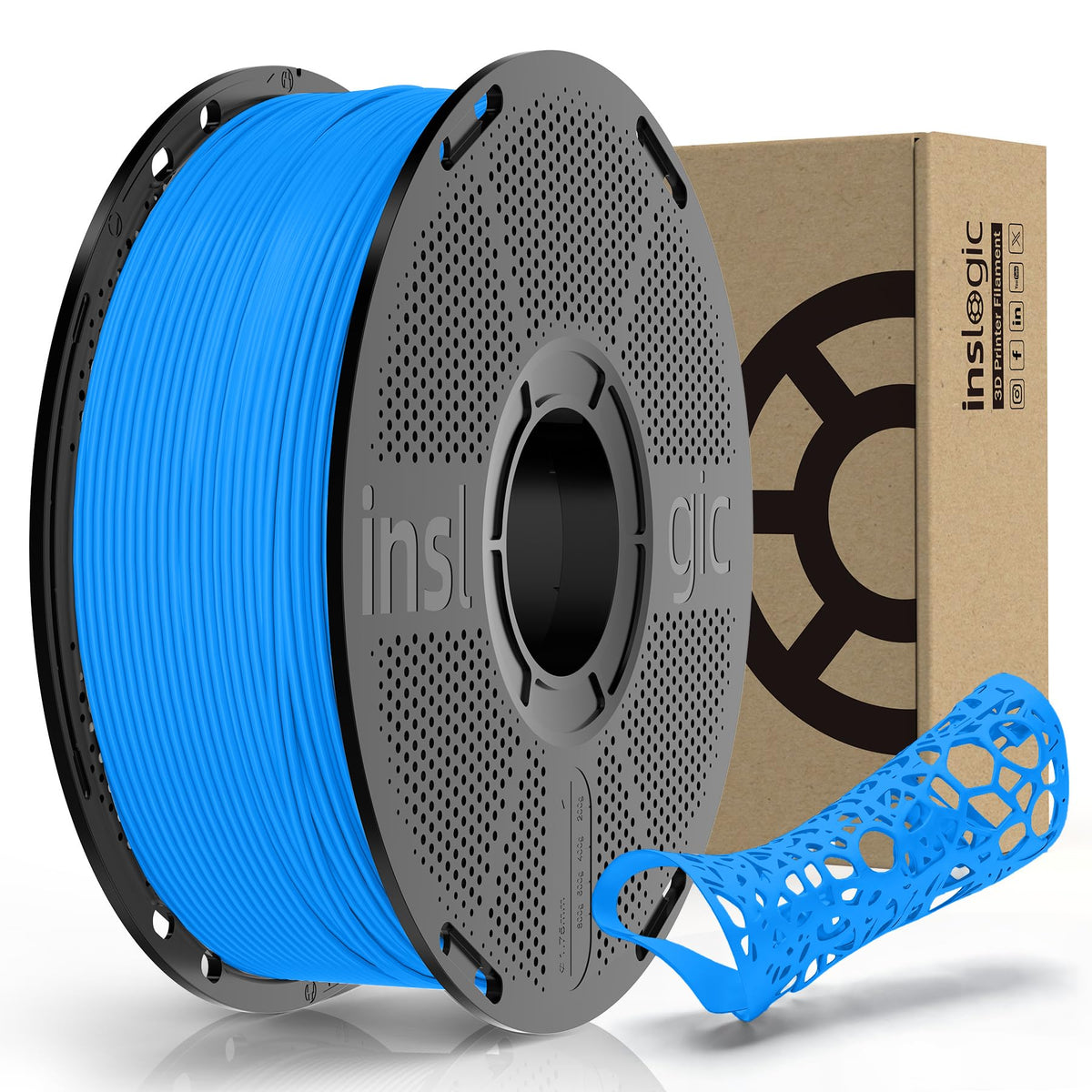 Inslogic PP Filament 1.75mm, Polypropylene 3D Printer Filament ±0.03mm, Semi-Flexible & Ultra Tough, Chemical-Resistant, Food-Contact Safe 3D Printing, 0.8kg Detachable Spool, Natural White