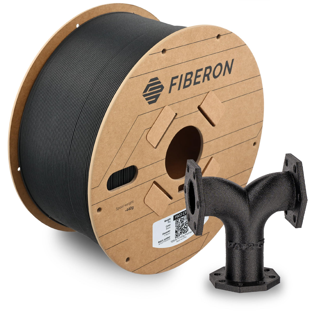 Polymaker Fiberon PA6-CF20 Carbon Fiber Nylon Filament 1.75mm Black 0.5kg, Fiberon PA6-CF20 Nylon Warp Free 1.75mm 3D Printing Filament