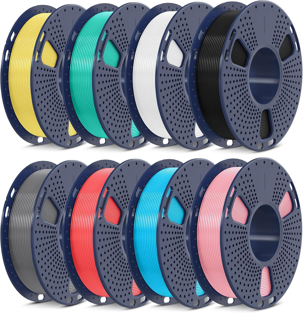 SUNLU 250G PLA Meta Filament Bundle, Fast Printing Meta PLA 3D Printer Filament 1.75mm, 250G, Total 8 Rolls Black+White+Grey+Sky Blue+Mint Green+Cherry Red+Sakura Pink+Lemon Yellow