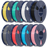 SUNLU 250G PLA Meta Filament Bundle, Fast Printing Meta PLA 3D Printer Filament 1.75mm, 250G, Total 8 Rolls Black+White+Grey+Sky Blue+Mint Green+Cherry Red+Sakura Pink+Lemon Yellow