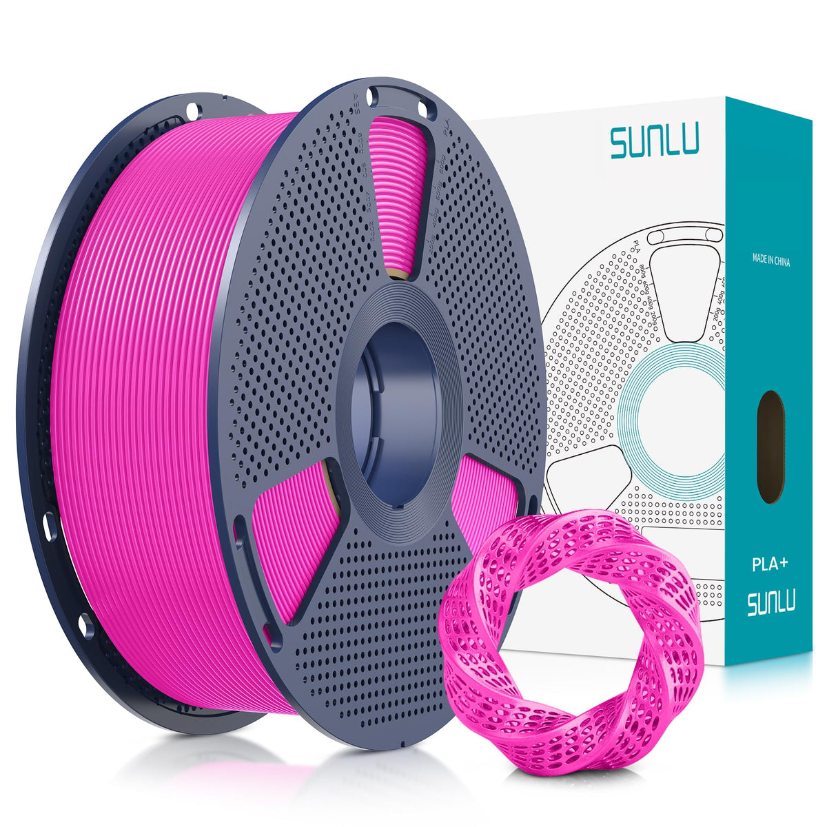 SUNLU 3D Printer Filament Bundle, PLA Plus Filament 10KG 1.75mm, Neatly Wound Filament for Most 3D Printer, 10 Colors, 1kg Spool, Black+White+Grey+Green+Blue+Grassgreen+Bluegrey+Pureyellow+Red+Orange