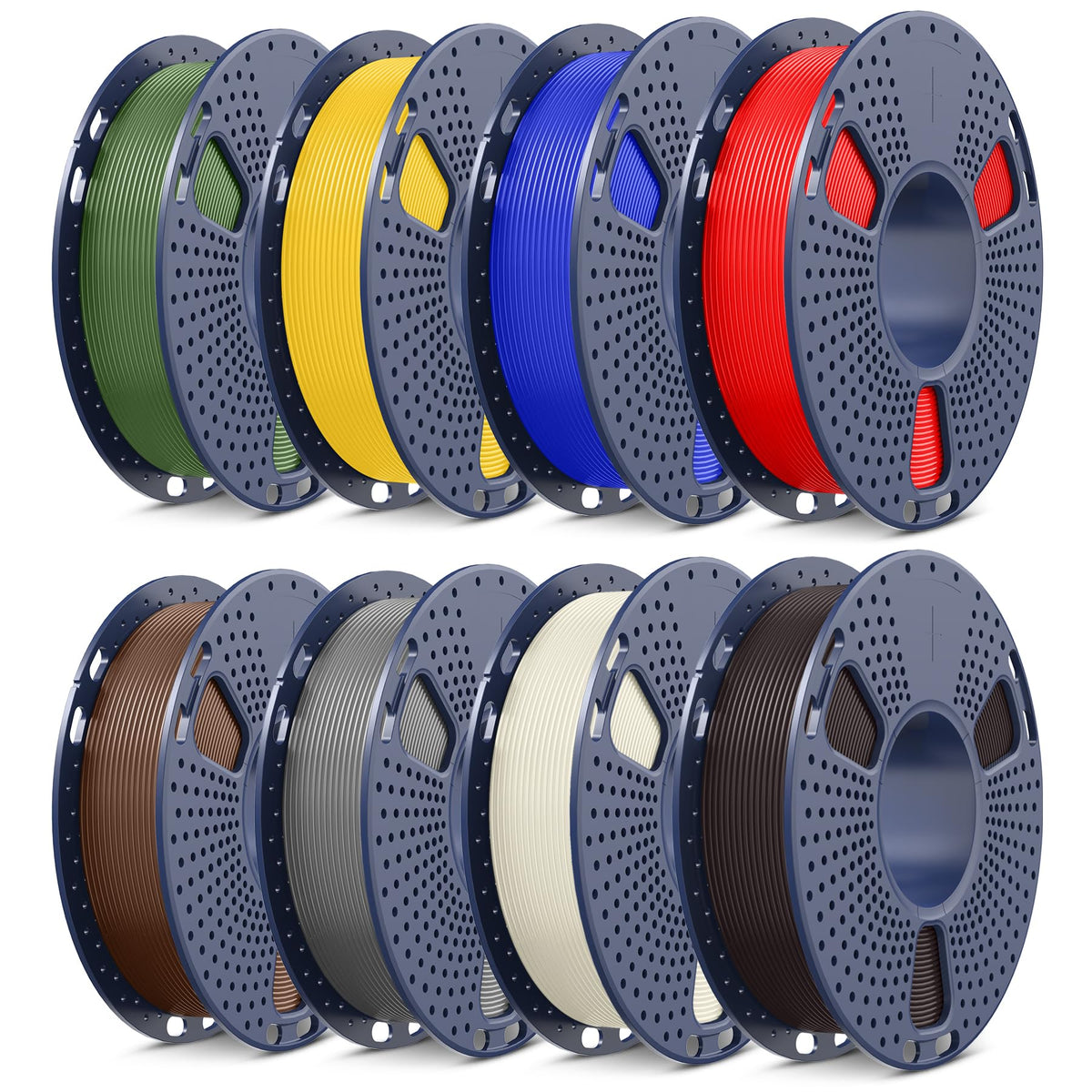 SUNLU PLA Filament 1.75mm Bundle, 3D Printer Filament Bundle 250g, 8 Rolls, 2kg Total, Black+White+Grey+Transparent+Red+Klein Blue+Sunny Orange+Green