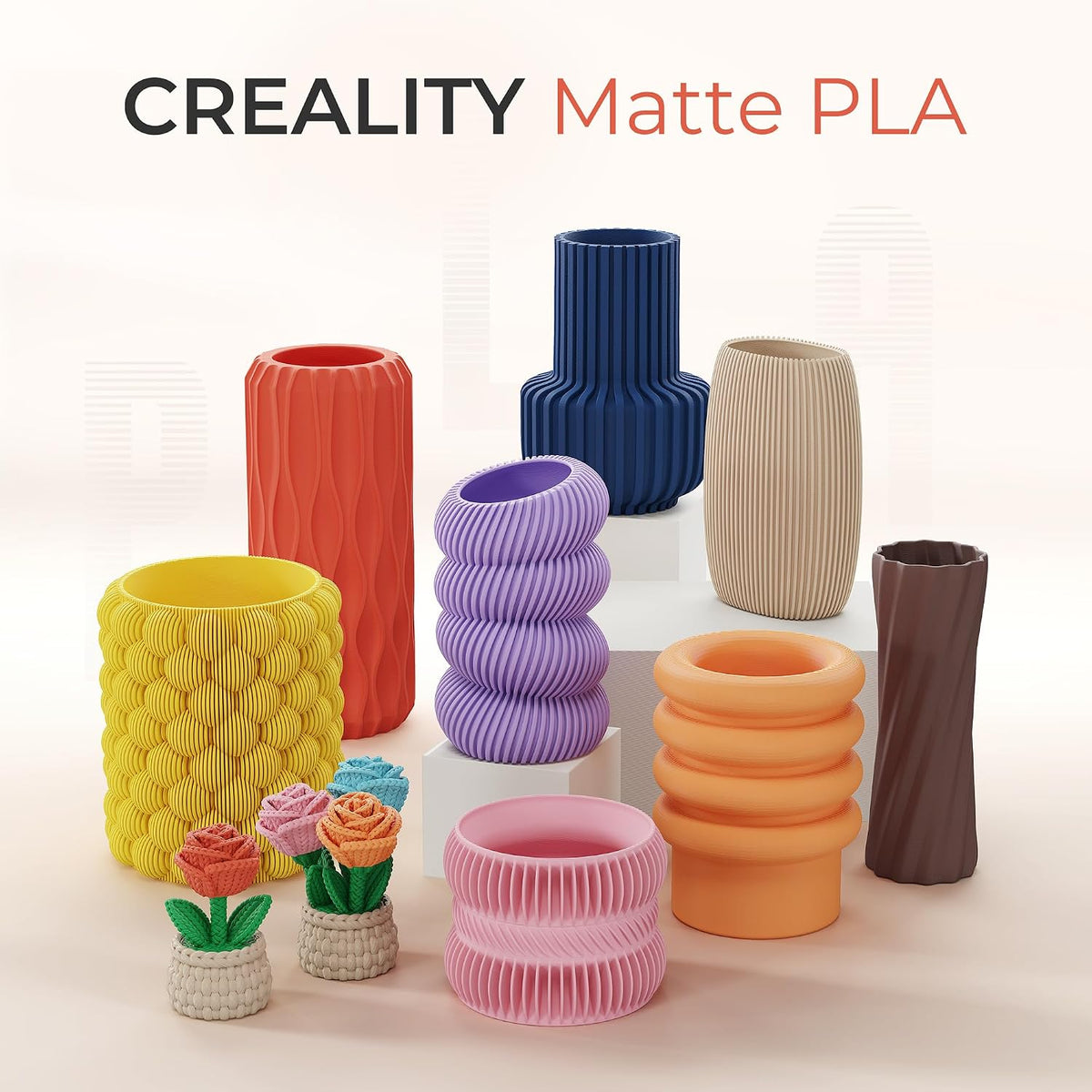 Creality Matte PLA Plus Filament 1.75mm, Low Warping, Minimal Layer Lines, Dimensional Accuracy +/- 0.02mm, 4kg (8.8lb) 3D Printer PLA+ Filament Bundle, Matte Black (4 Pack)