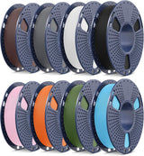 SUNLU High Speed Matte PLA Filament, Smooth PLA Matte 3D Printer Filament Bundle, 2kg in Total, 0.25kg Spool, 8 Packs, Black+White+Grey+Chocolate+Sky Blue+Olive Green+ Sunny Orange+Sakura Pink