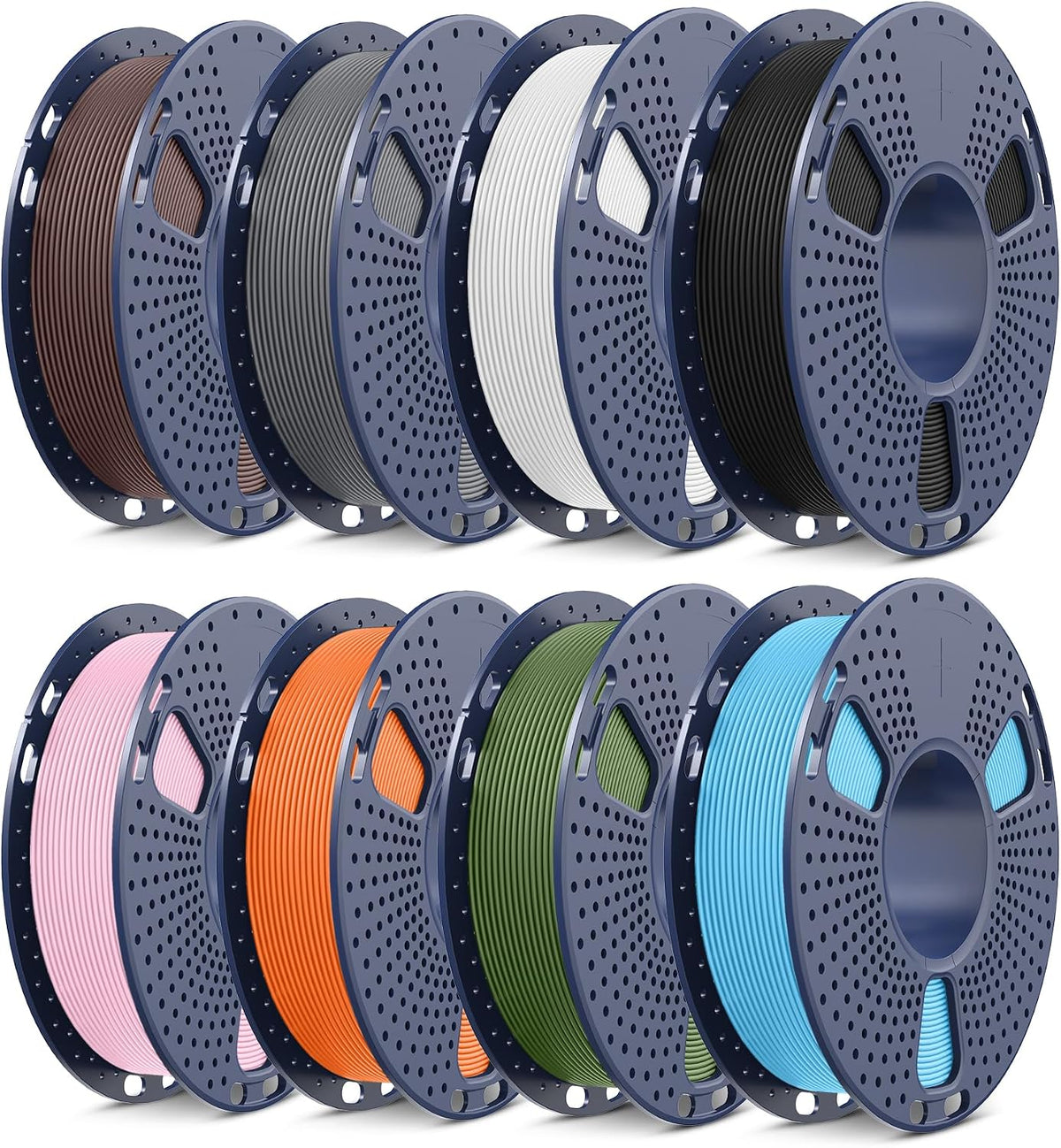 SUNLU High Speed Matte PLA Filament, Smooth PLA Matte 3D Printer Filament Bundle, 2kg in Total, 0.25kg Spool, 8 Packs, Black+White+Grey+Chocolate+Sky Blue+Olive Green+ Sunny Orange+Sakura Pink