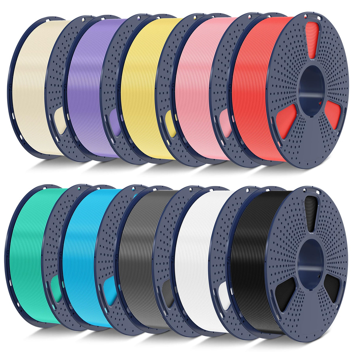 SUNLU 250G PLA Meta Filament Bundle, Fast Printing Meta PLA 3D Printer Filament 1.75mm, 250G, Total 8 Rolls Black+White+Grey+Sky Blue+Mint Green+Cherry Red+Sakura Pink+Lemon Yellow