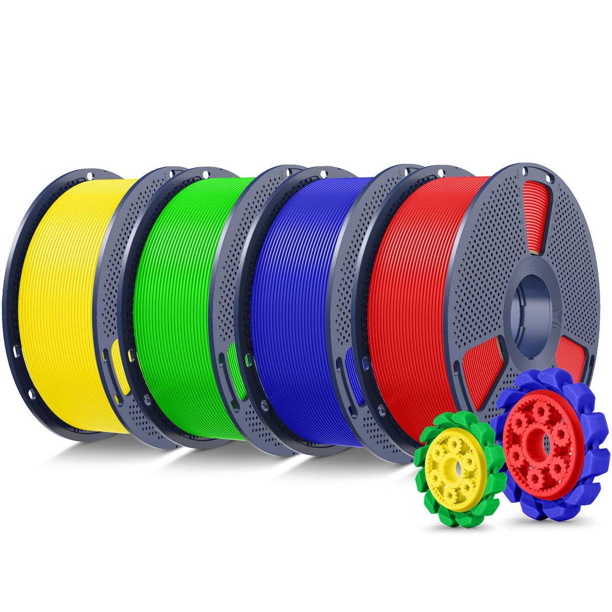 SUNLU PLA+2.0 3D Printer Filament Bundle, 4KG Upgrade PLA+ Filament 1.75mm, Tougher and Stronger, Dimensional Accuracy +/-0.02mm, 1KG per Spool, 4 Packs, 4KG Total, Black