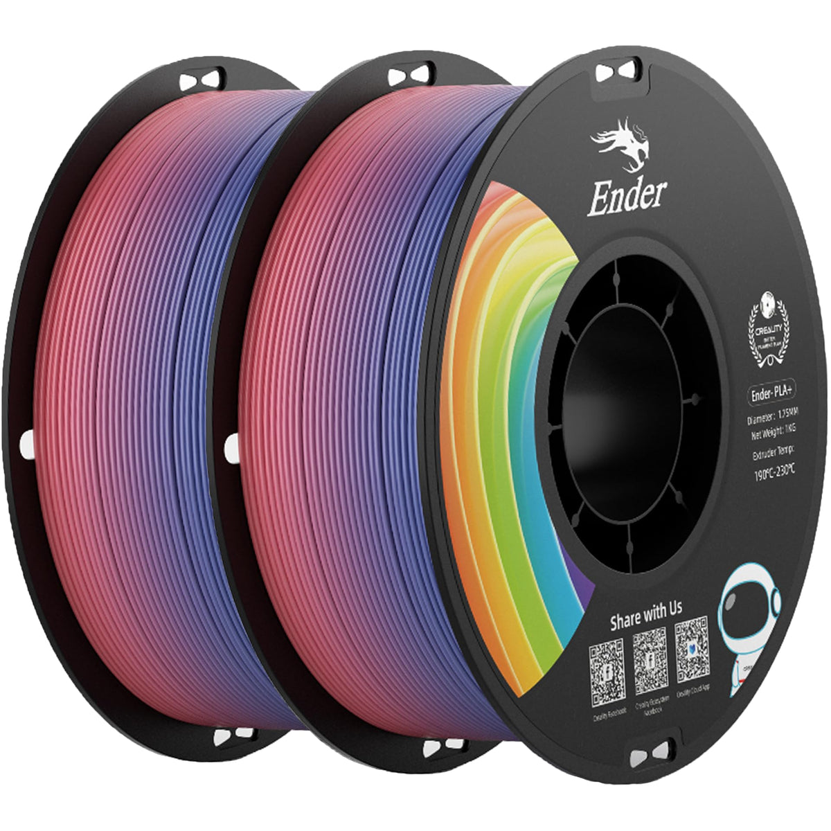 Creality 3D Printer Filament 1.75mm 4KG, PLA Filament Bulk +/- 0.02mm, 4 Pack 1kg Spool(2.2lbs) 3D Printing Filament Fits for Most FDM 3D Printers, Black White Blue Red