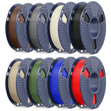 SUNLU 3D Printer Filament Bundle PLA Filament 1.75mm, Individually Vacuum Packed, 0.25kg per Spool, 2kg in Total, 8 Pack, Black+Bone White+Grey+Brown+Red+Blue+Olive Green+Wood