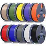 SUNLU PLA+2.0 3D Printer Filament Bundle, 4KG Upgrade PLA+ Filament 1.75mm, Tougher and Stronger, Dimensional Accuracy +/-0.02mm, 1KG per Spool, 4 Packs, 4KG Total, Black+White+Klein Blue+Red