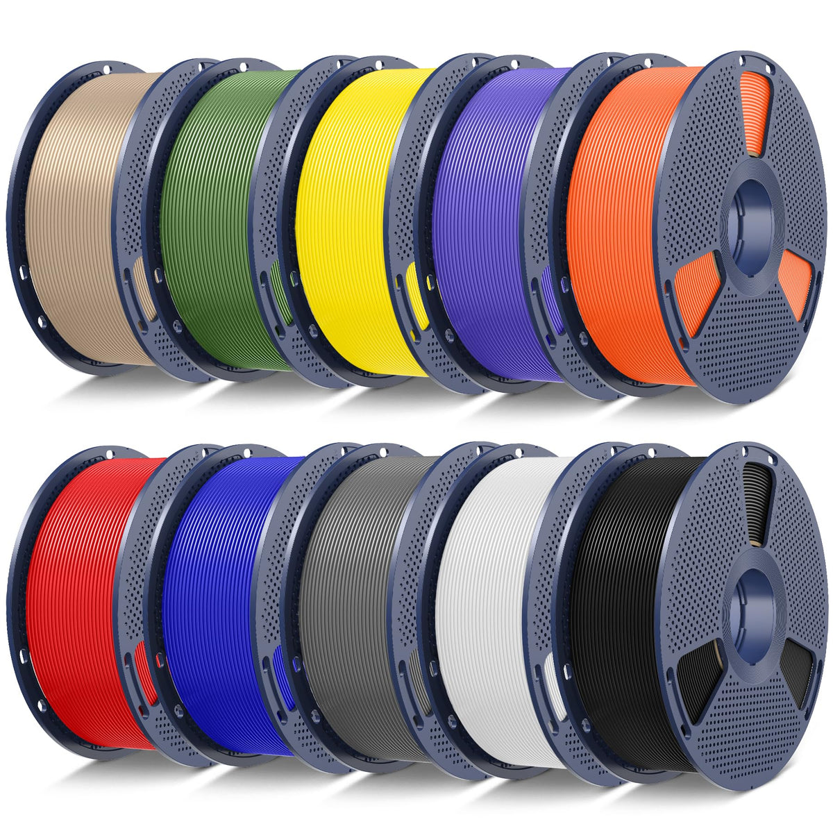 SUNLU PLA+2.0 3D Printer Filament Bundle, 4KG Upgrade PLA+ Filament 1.75mm, Tougher and Stronger, Dimensional Accuracy +/-0.02mm, 1KG per Spool, 4 Packs, 4KG Total, Black+White+Klein Blue+Red