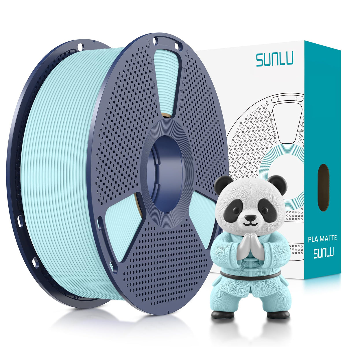 SUNLU 4KG 3D Printer Filament Bundle PLA Matte 1.75mm, Neatly Wound Filament with Matte Finish, Print with 99% FDM 3D Printers, 1kg Spool (2.2lbs), 4 Packs, Black*4