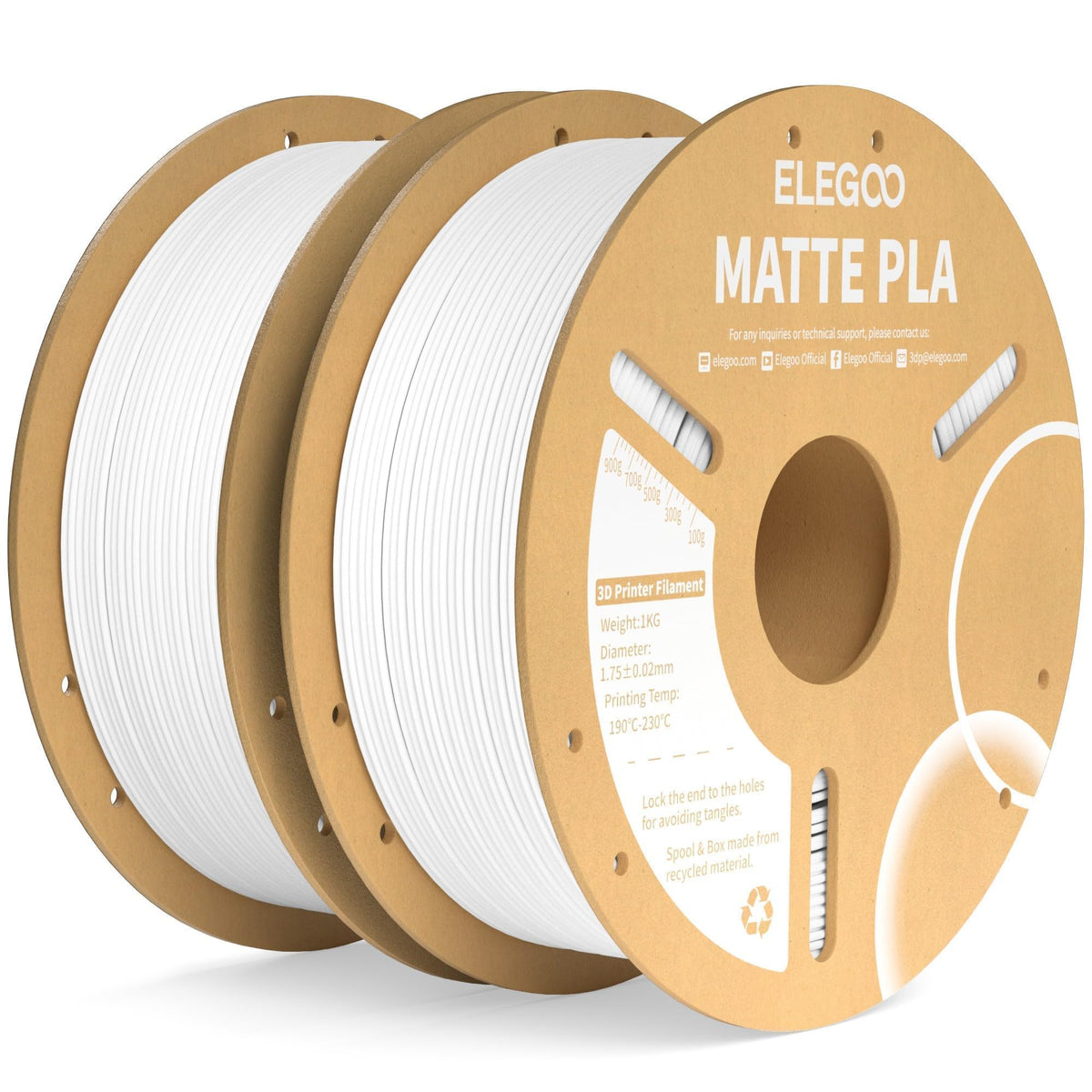 ELEGOO Matte PLA 3D Printer Filament Bundle 1.75mm, 8 Colors 250g Spool Dimensional Accuracy +/- 0.02mm, 8 Pack Multicolors Fits for Most FDM 3D Printers