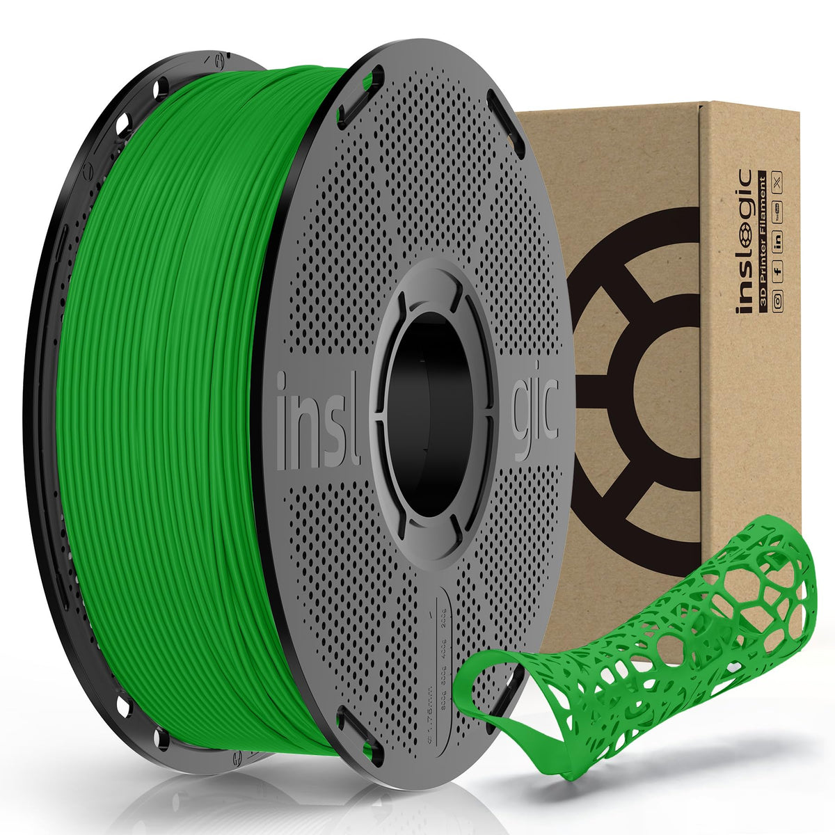 Inslogic PP Filament 1.75mm, Polypropylene 3D Printer Filament ±0.03mm, Semi-Flexible & Ultra Tough, Chemical-Resistant, Food-Contact Safe 3D Printing, 0.8kg Detachable Spool, Natural White