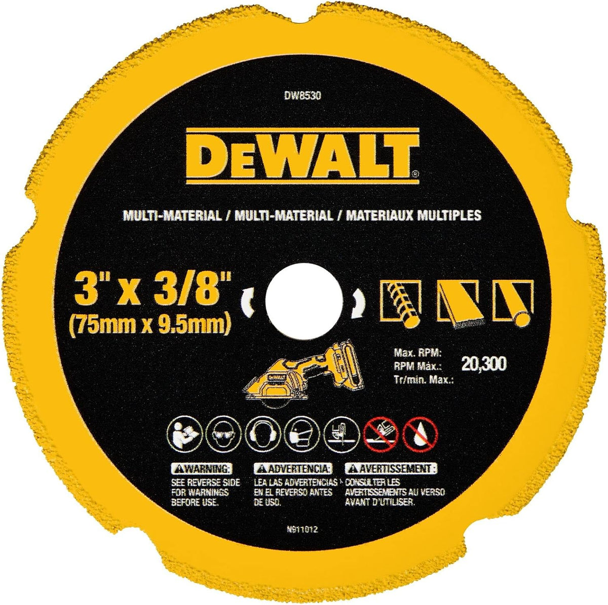 DEWALT Cut Off Wheel, 3", with Fine Finish, Ultra Sharp Carbide (DW8530)