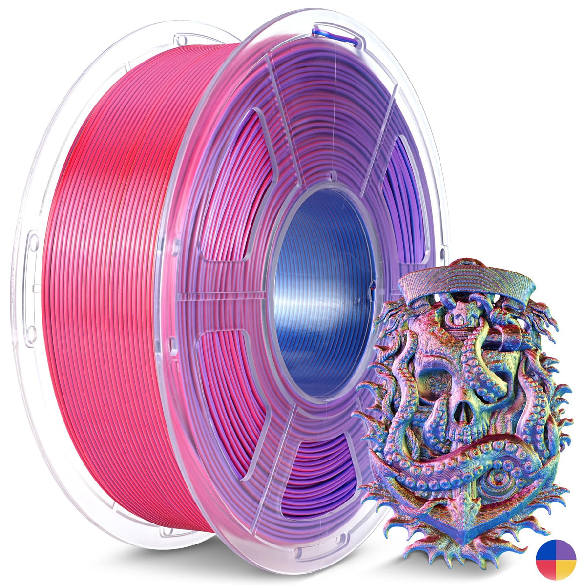 JAYO 3D Printer Filament Bundle, PLA Silk Filament Bundle Multicolor, Shiny Silk PLA Filament 1.75mm, Fast Color Change Rainbow, 250g Spool, 8 Rolls, 2kg in Total