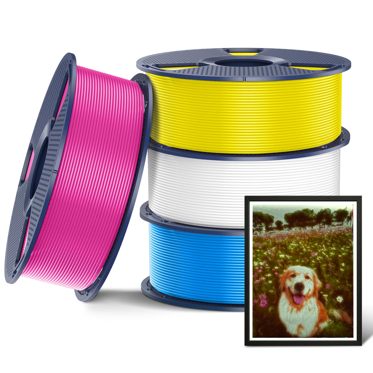 SUNLU PLA+2.0 3D Printer Filament Bundle, 4KG Upgrade PLA+ Filament 1.75mm, Tougher and Stronger, Dimensional Accuracy +/-0.02mm, 1KG per Spool, 4 Packs, 4KG Total, Black