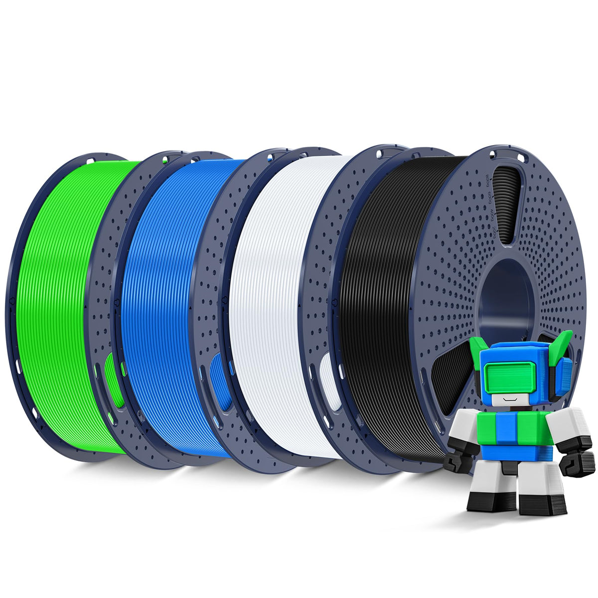 SUNLU High Speed PLA Filament Mini Pack, 30mm/s - 600mm/s Print Range, High Flow Speedy 3D Printer PLA Filament Bundle, 250g/Spool, Black+White+Green+Blue+Red+Orange+Yellow+Pink