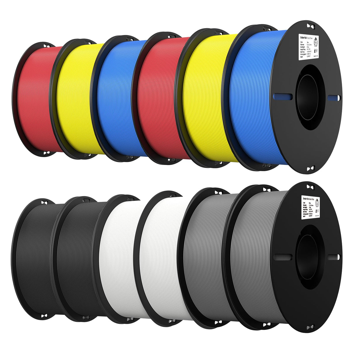 Creality 3D Printer Filament 1.75mm 4KG, PLA Filament Bulk +/- 0.02mm, 4 Pack 1kg Spool(2.2lbs) 3D Printing Filament Fits for Most FDM 3D Printers, Black White Blue Red