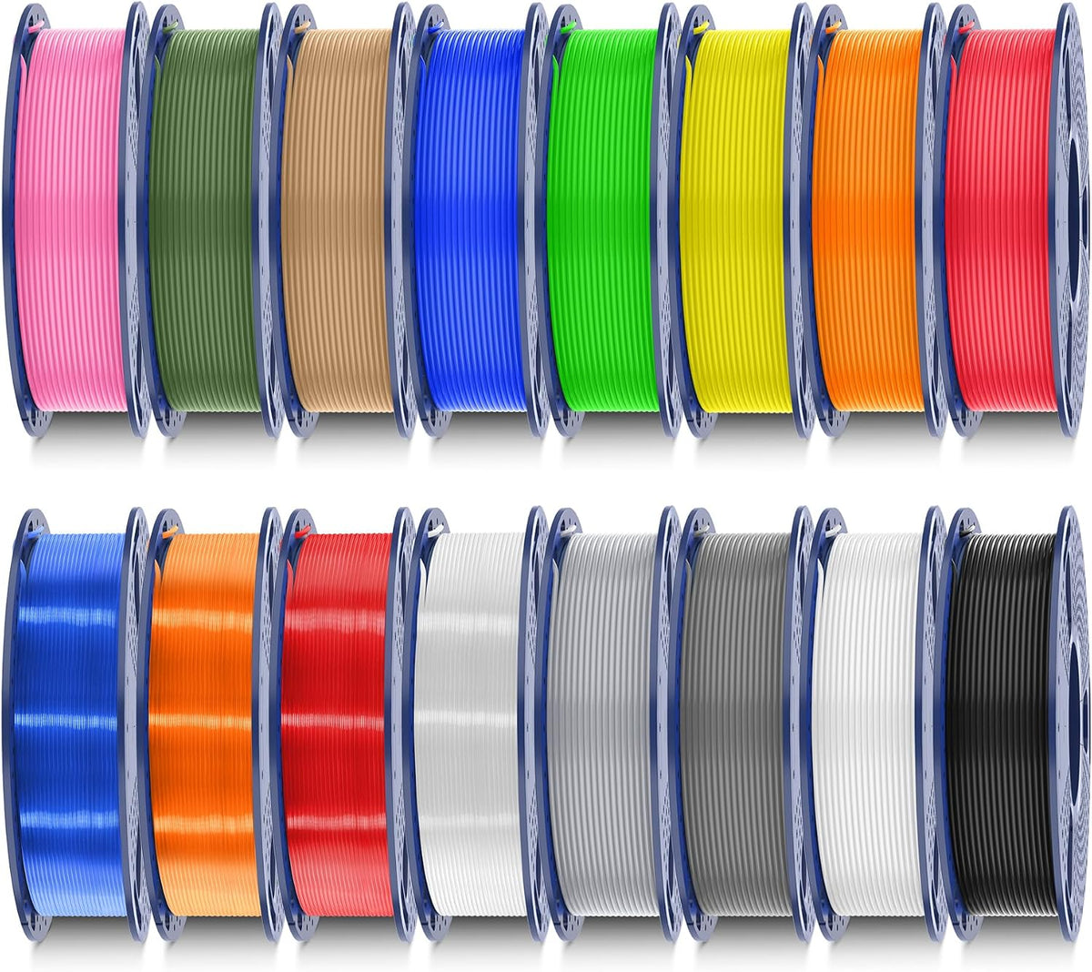 SUNLU 16 Color PLA Filament Bundle Multicolor, PLA 3D Printer Filament 1.75mm, Individually Vacuum Packed, 0.25kg per Spool, 4kg in Total, 16 Pack. (4 Transparent Color and 12 Regular Solid Color)