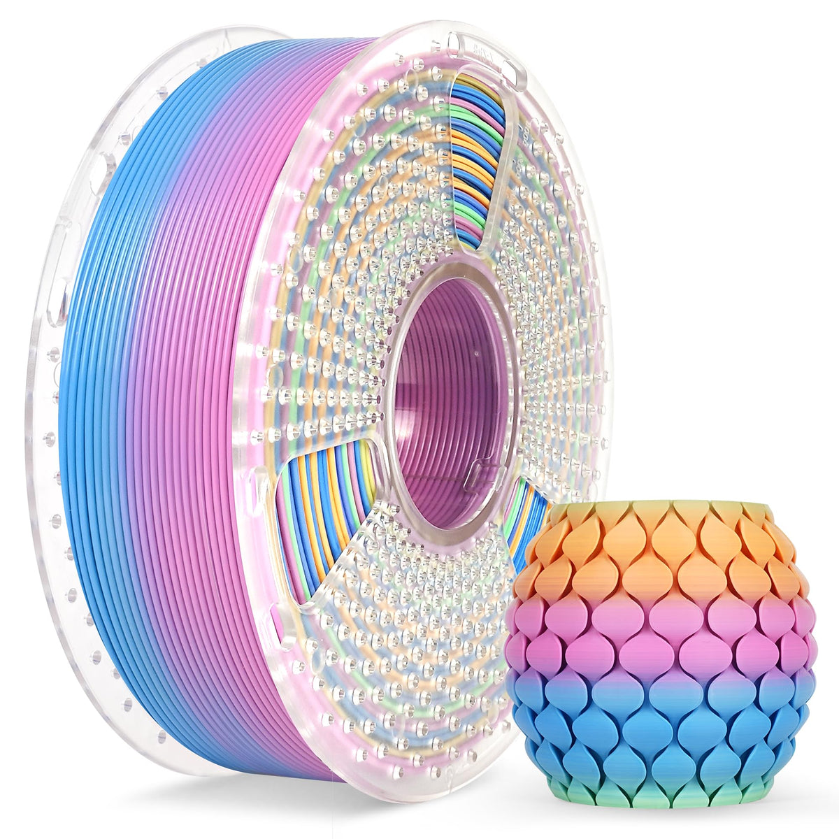 SUNLU 3D Printer Filament Bundle PLA Filament 1.75mm, Individually Vacuum Packed, 0.25kg per Spool, 2kg in Total, 8 Pack, Black+Bone White+Grey+Brown+Red+Blue+Olive Green+Wood
