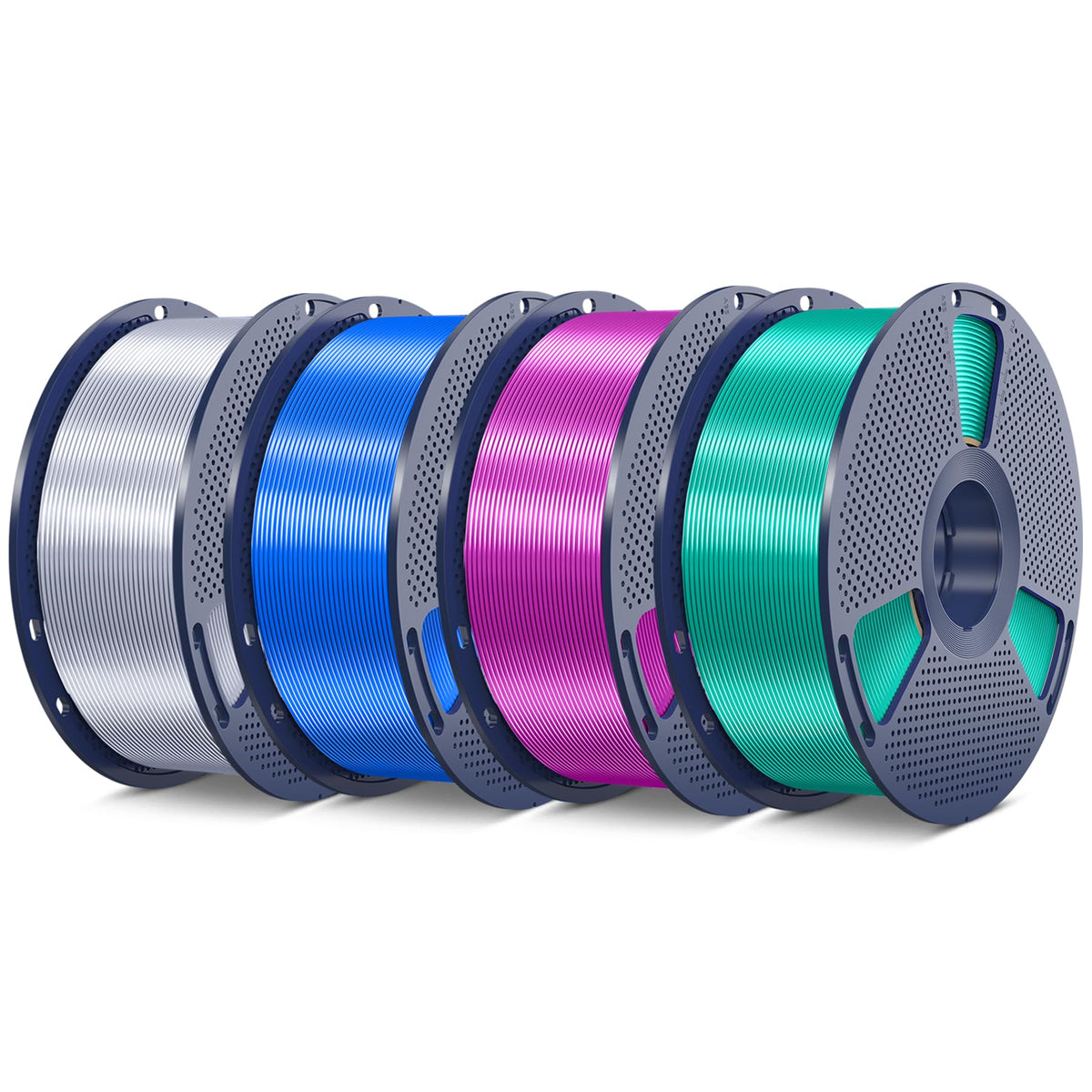 SUNLU 3D Printer Filament Bundle PLA Filament 1.75mm, Individually Vacuum Packed, 0.25kg per Spool, 2kg in Total, 8 Pack, Black+Bone White+Grey+Brown+Red+Blue+Olive Green+Wood