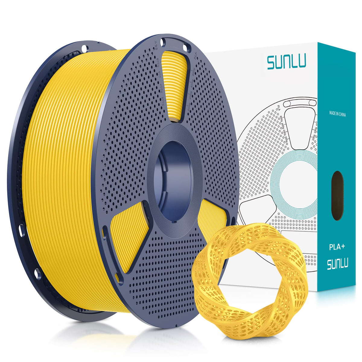 SUNLU 3D Printer Filament Bundle, PLA Plus Filament 10KG 1.75mm, Neatly Wound Filament for Most 3D Printer, 10 Colors, 1kg Spool, Black+White+Grey+Green+Blue+Grassgreen+Bluegrey+Pureyellow+Red+Orange