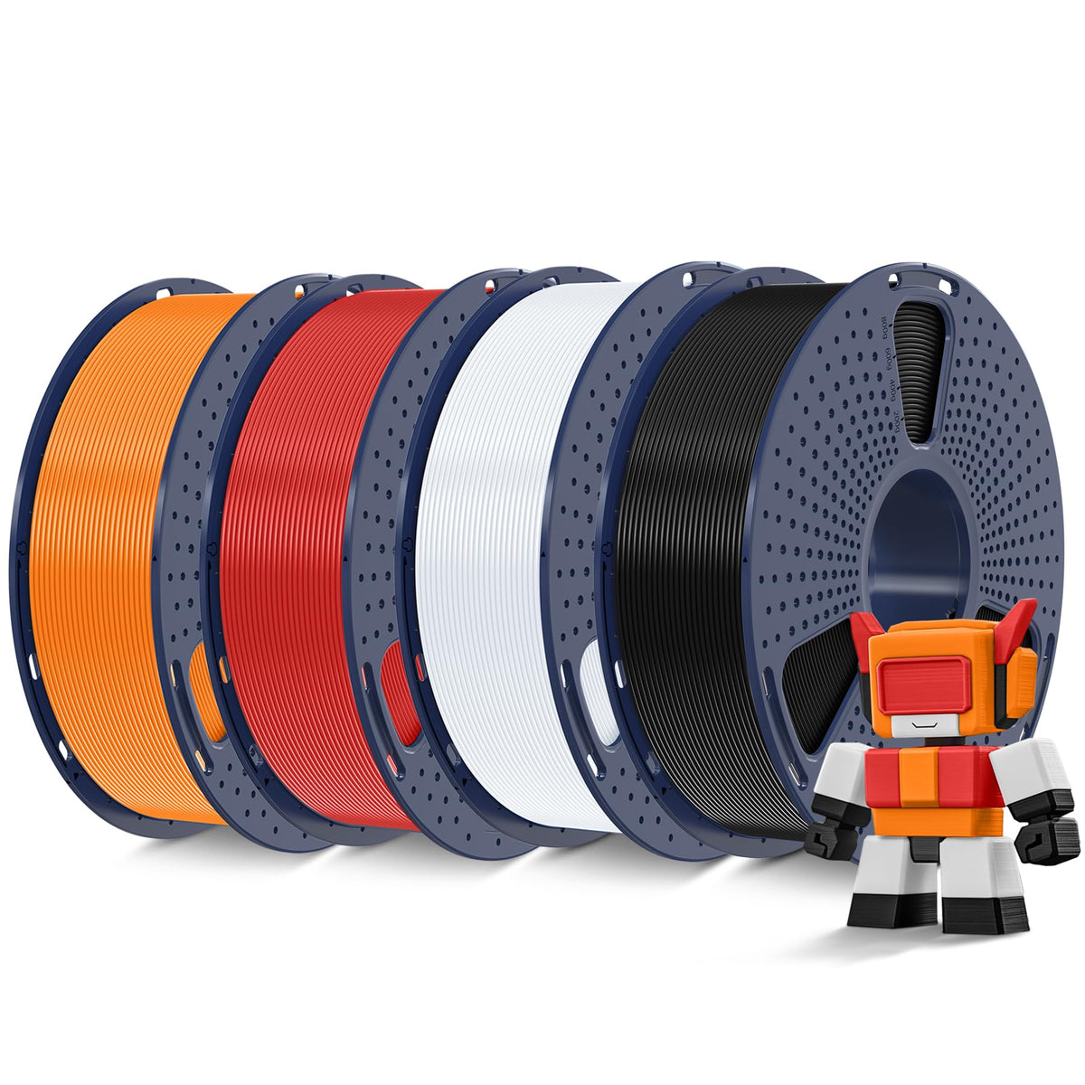 SUNLU High Speed PLA Filament Mini Pack, 30mm/s - 600mm/s Print Range, High Flow Speedy 3D Printer PLA Filament Bundle, 250g/Spool, Black+White+Green+Blue+Red+Orange+Yellow+Pink